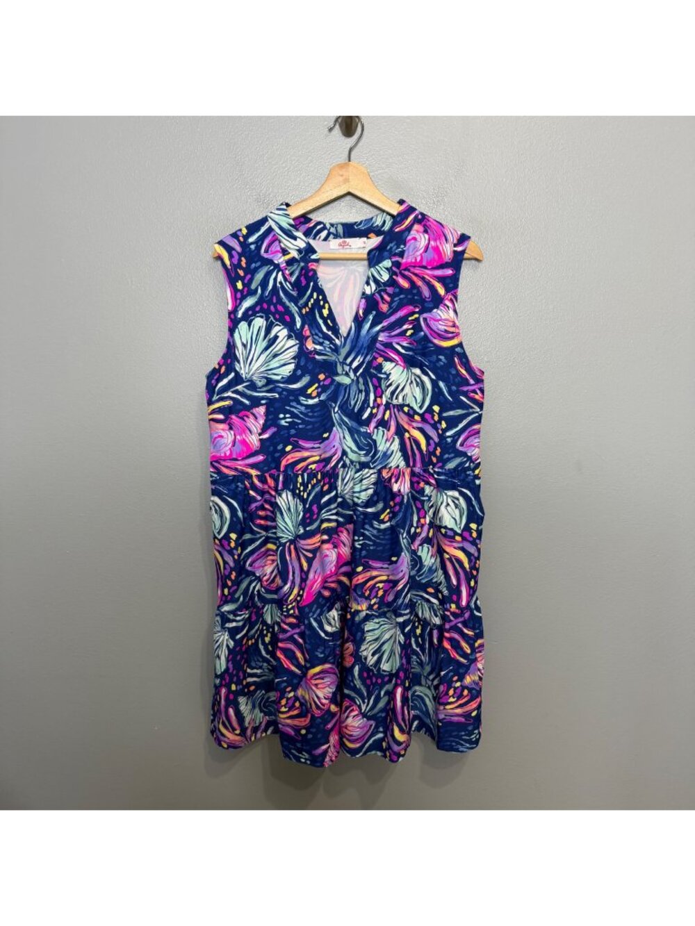 ARYEH upf tiered shift dress in tropical flora print size XL